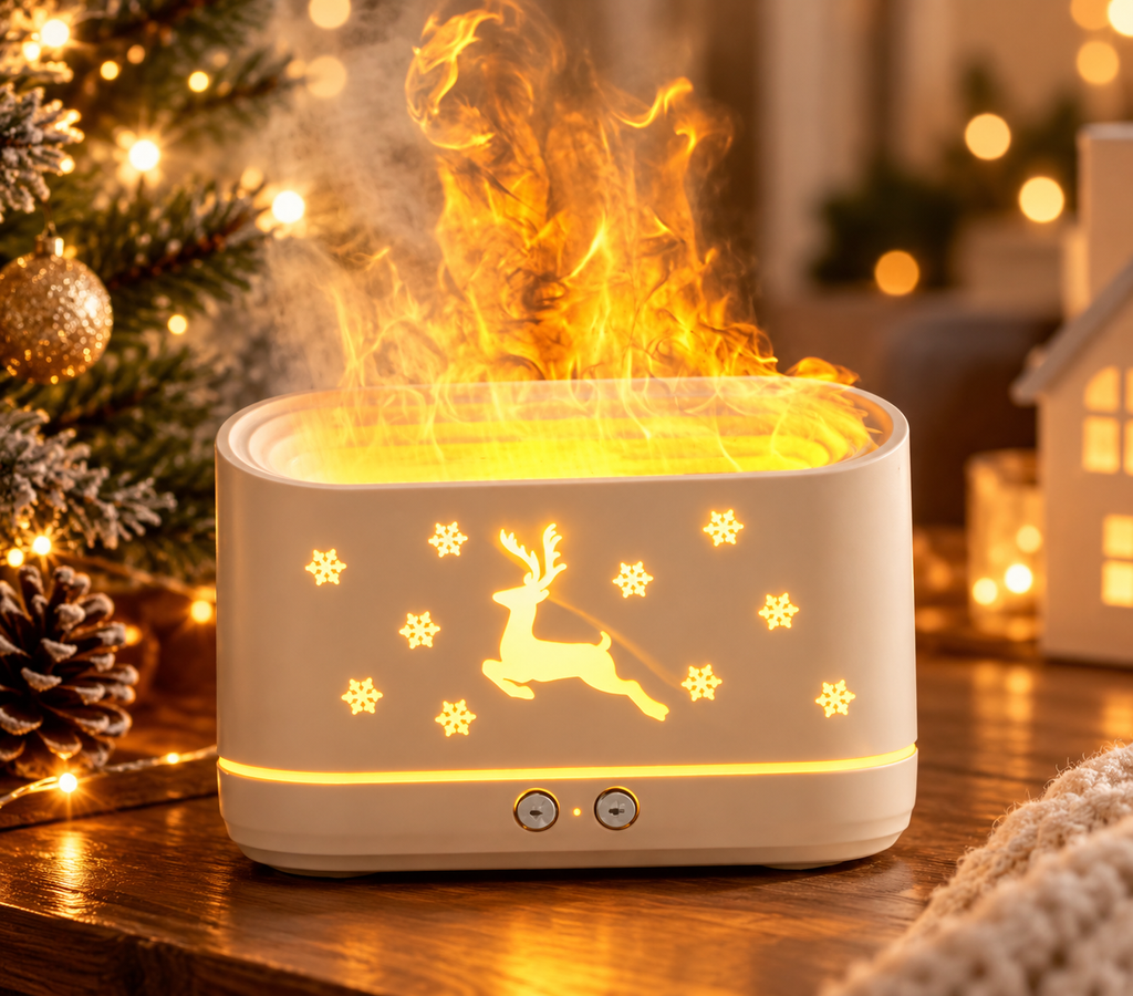 Christmas Flame Effect Humidifier & Aroma Diffuser