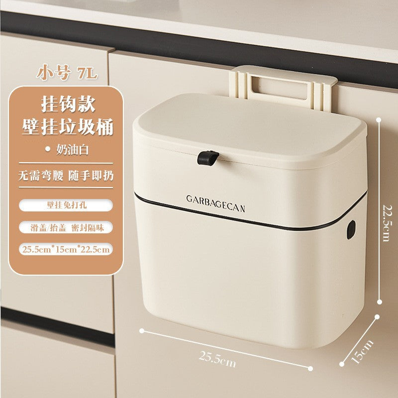 Wall-Mounted Trash Can for Home Use, High-End Large Size, Narrow Slit Waterproof Trash Can for Kitchen, Bathroom and Toilet with Lid