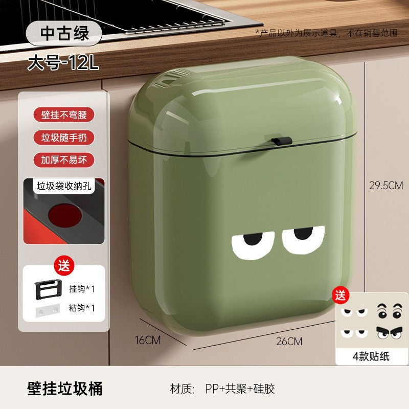 Wall-Mounted Trash Can for Home Use, High-End Large Size, Narrow Slit Waterproof Trash Can for Kitchen, Bathroom and Toilet with Lid