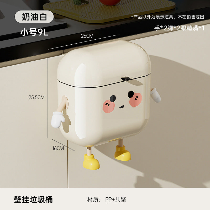 Wall-Mounted Trash Can for Home Use, High-End Large Size, Narrow Slit Waterproof Trash Can for Kitchen, Bathroom and Toilet with Lid