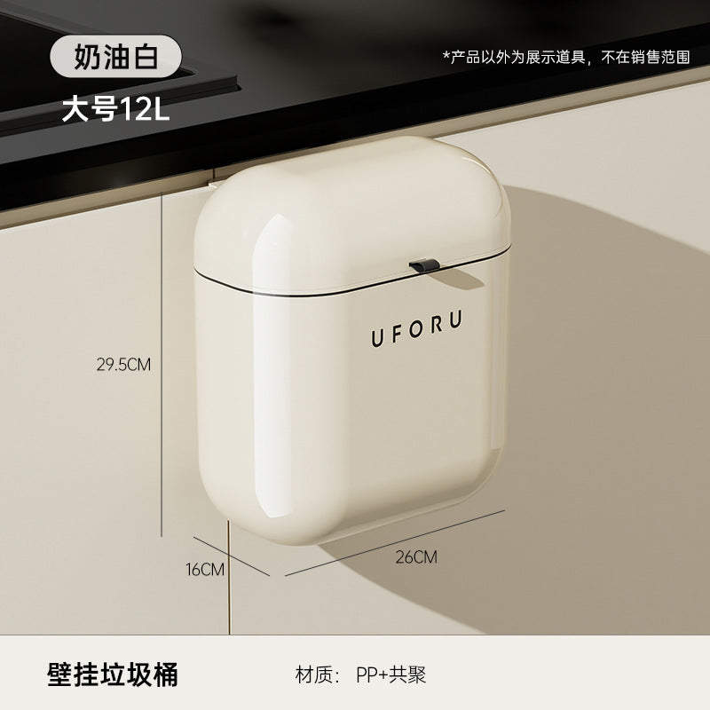 Wall-Mounted Trash Can for Home Use, High-End Large Size, Narrow Slit Waterproof Trash Can for Kitchen, Bathroom and Toilet with Lid